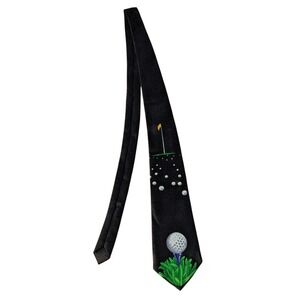 Golf Ball Flag Novelty Tie Designs by‎ A. Rogers 1997 ETMC Mens Necktie